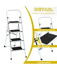 4 Step Ladder Folding Step Stool , Lightweight Step Stools for Adults with Anti-Slip Pedal, Portable Steel Handrails Step Ladder Withstanding 330 lbs