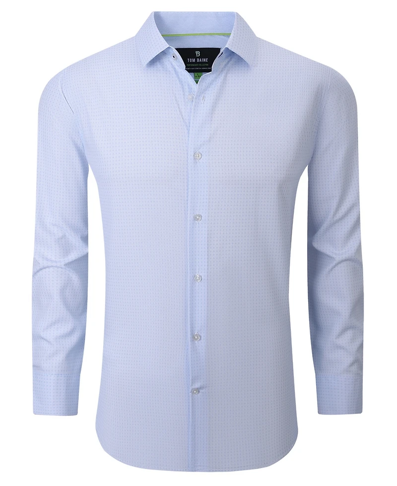 Tom Baine Men's Four Way Stretch Geo Print Button Down Dress Shirt