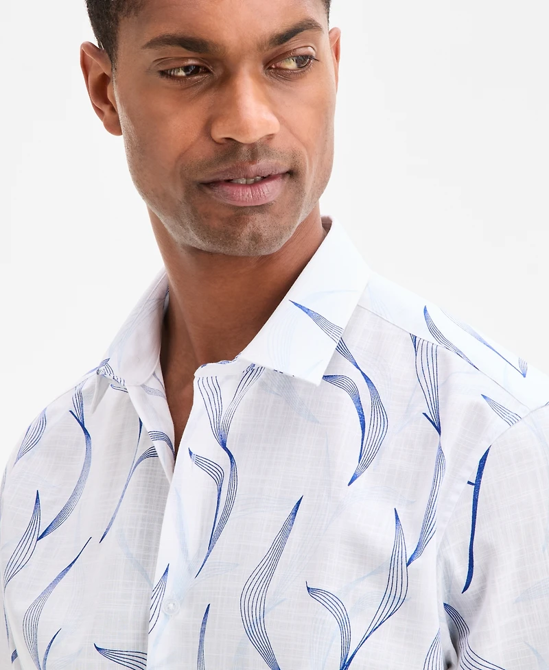 Alfani Men's Johnny Short Sleeve Botanical Print Button-Front Shirt, Exclusively at Macy's