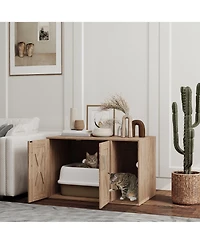 PawHut Cat Litter Box Enclosure with Scratching Board, 31.5" x 19" x 20"