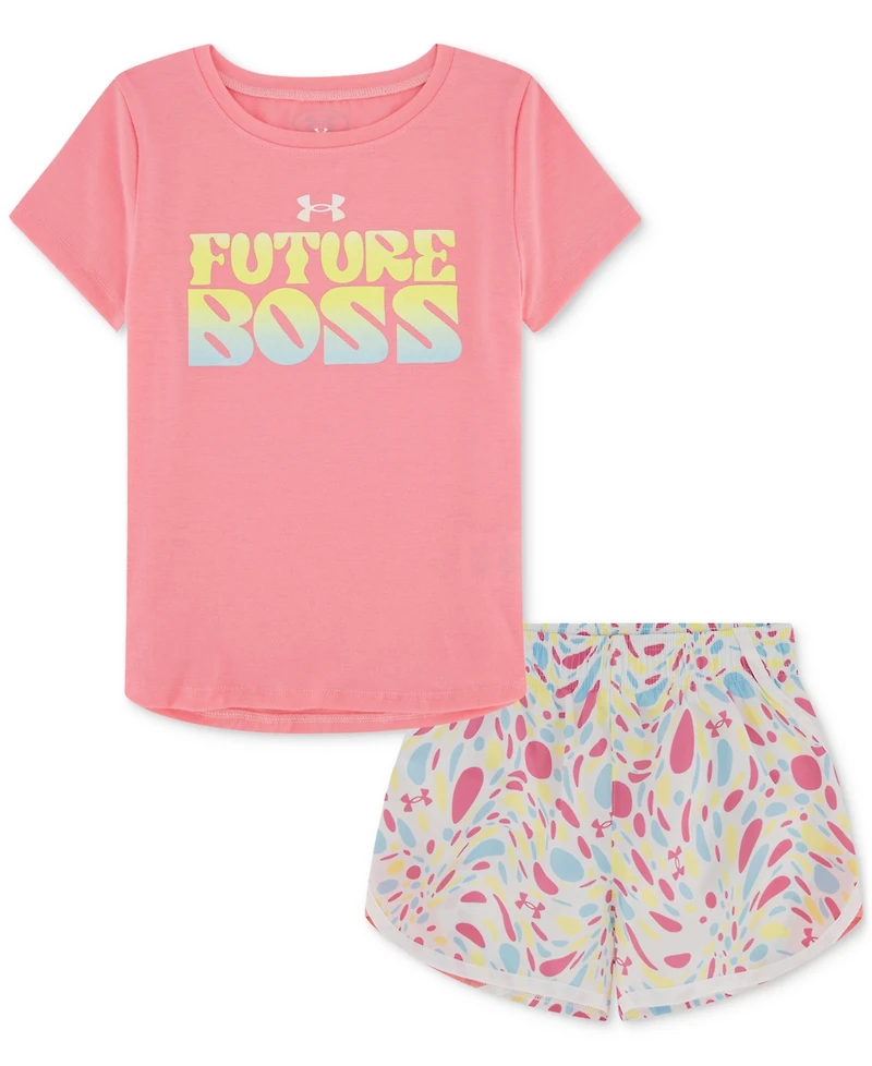 Under Armour Toddler & Little Girls T-Shirt Printed Woven Shorts, 2 Piece Set