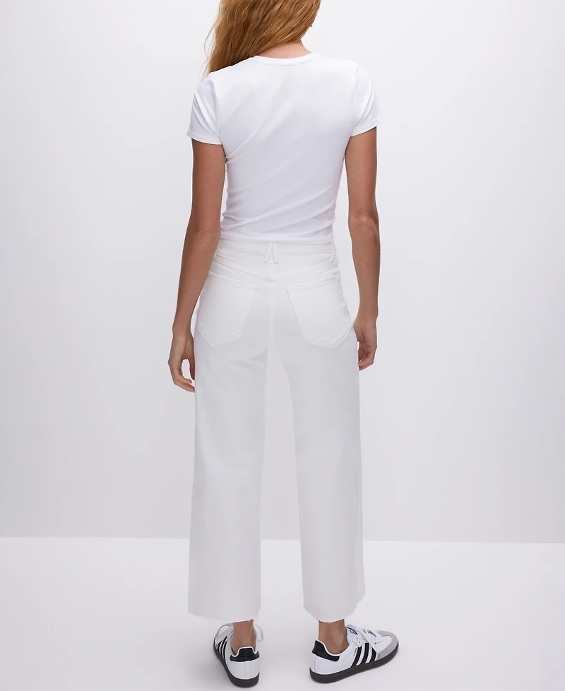 Good American Women's Waist Cropped Palazzo Jeans