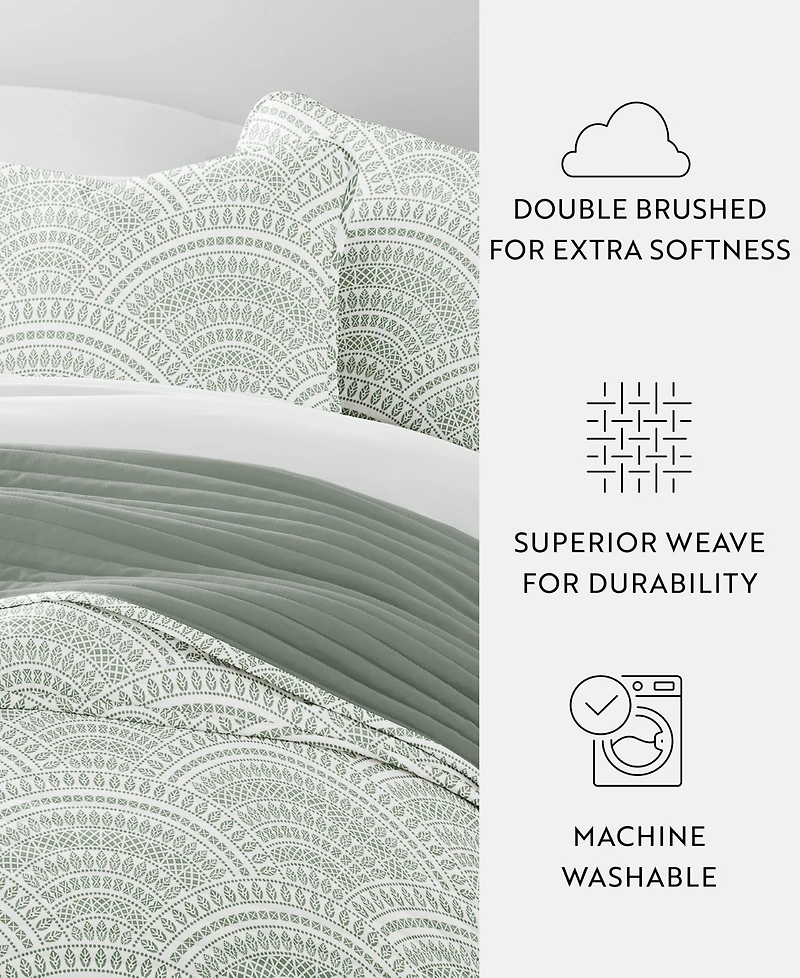 ienjoy Home Scallop Reversible 3-Pc. Lightweight Quilt Set, Full/Queen