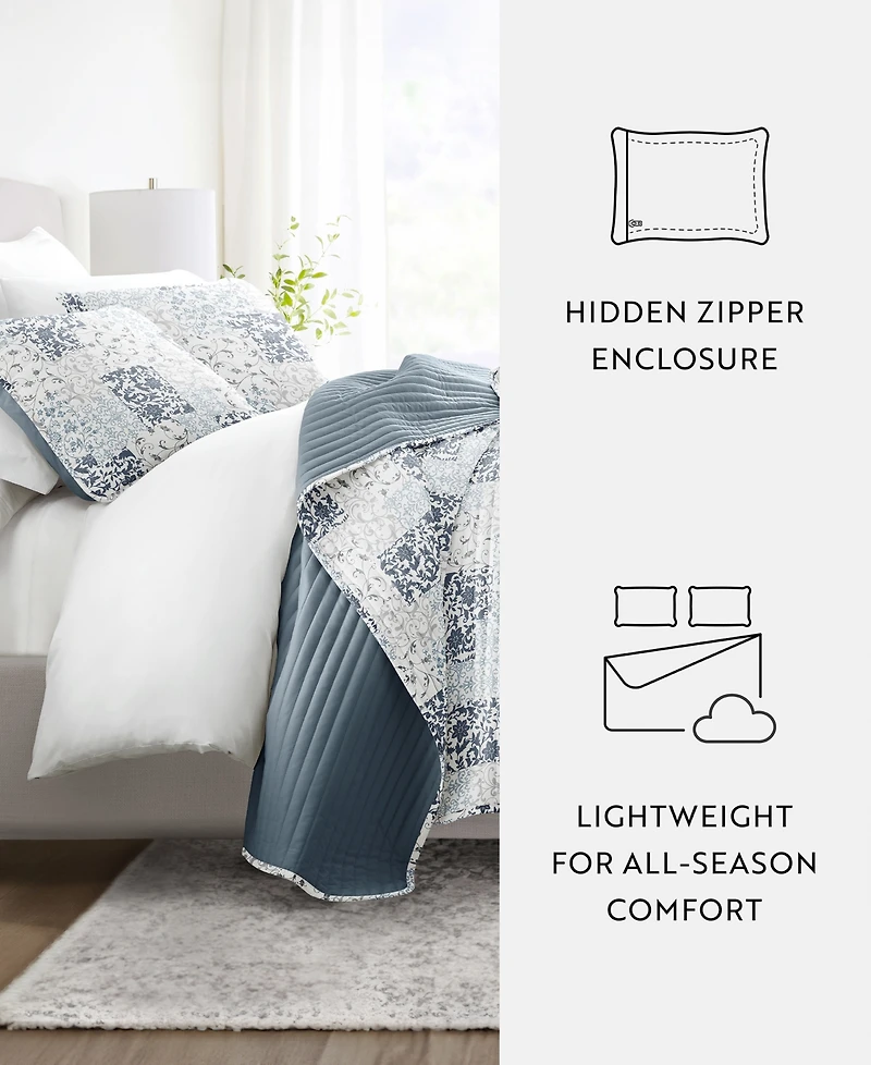 ienjoy Home Scrolled Patchwork Reversible 3-Pc. Lightweight Quilt Set