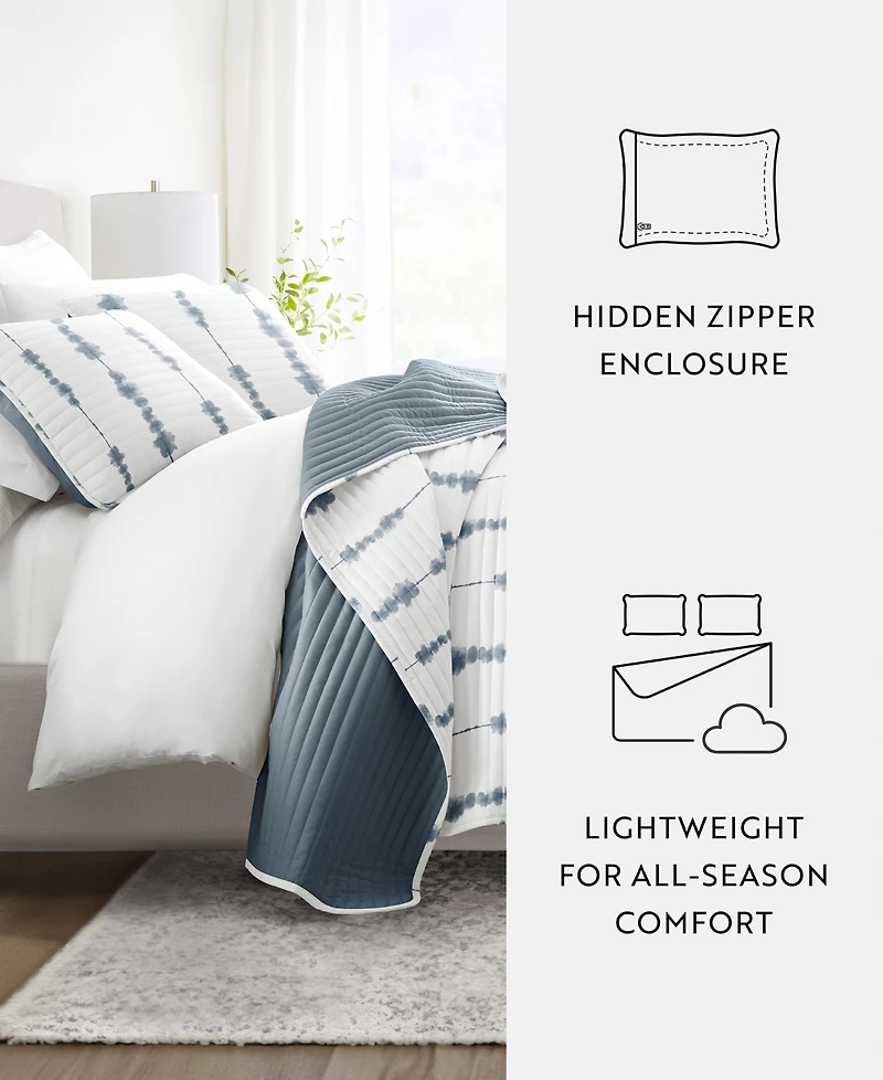 ienjoy Home Shibori Reversible 3-Pc. Lightweight Quilt Set, Full/Queen