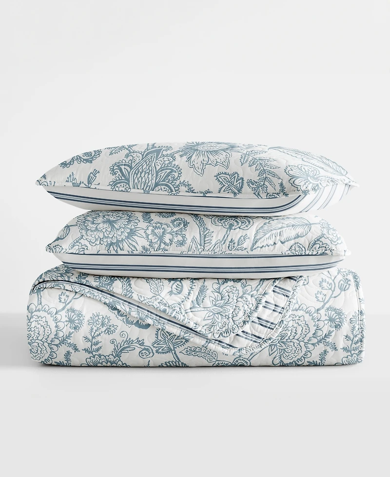 ienjoy Home Jacobean and Stripe Reversible 3-Pc. Lightweight Quilt Set