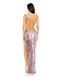 Mac Duggal Women's Rhinestone Detail One Shoulder Sequin Gown