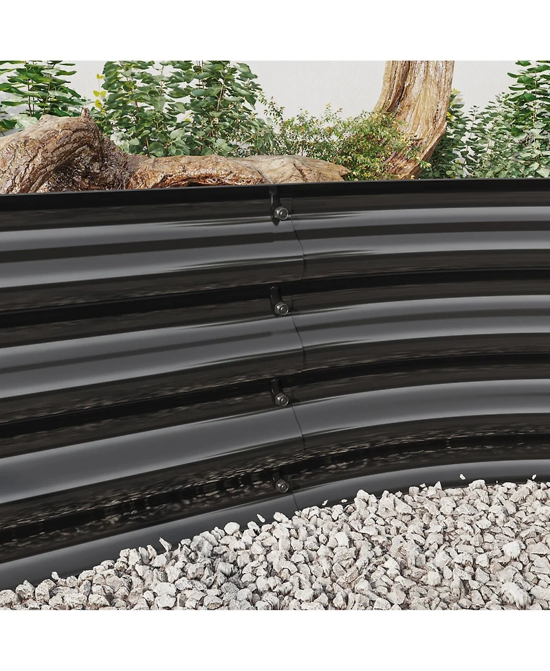 Raised Garden Bed Outdoor, Oval Large Metal Raised Planter Bed for for Plants, Vegetables