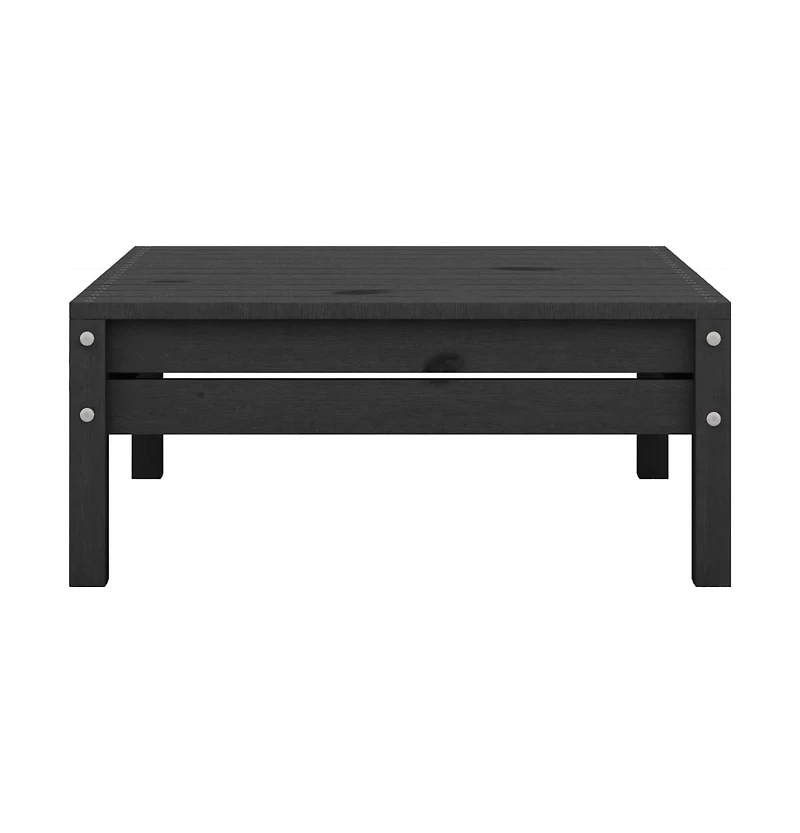 Patio Footstool Black Solid Wood Pine