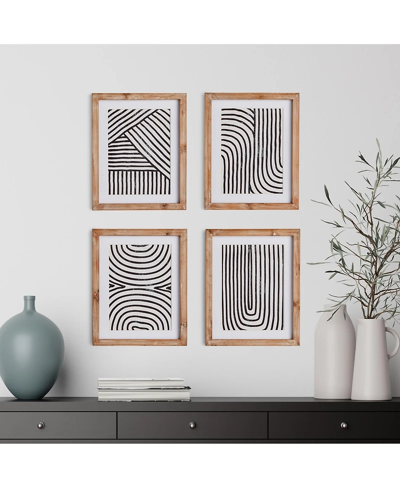Achromatic Linear Petite Prints Set of 4