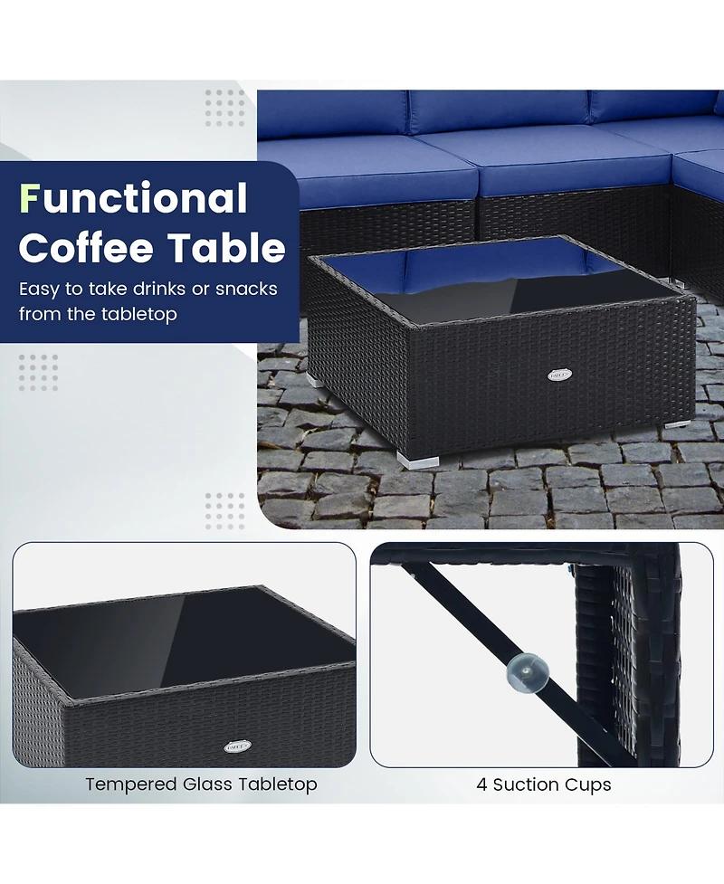 Gymax 10PCS Rattan Furniture Set Outdoor Wicker Sofa Table Cushioned Seat Patio