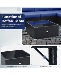 Gymax 10PCS Rattan Furniture Set Outdoor Wicker Sofa Table Cushioned Seat Patio