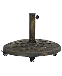 Outsunny Round Patio Umbrella Base with Wheels, 44 lbs Resin Umbrella Sd