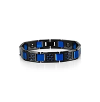 Magnetic Tungsten, Carbon Fiber Bracelet - Blue Plated