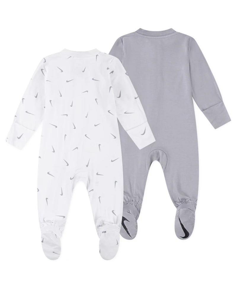 Nike Baby Essentials Viscose Long-Sleeve Footed Coveralls, 2 Pack
