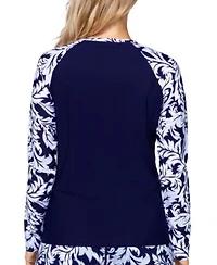 Island Escape Womens Printed Sleeve Rash Guard Printed Skirted Bottoms Exclusively At Macys