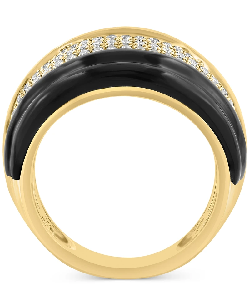 Effy Onyx & Diamond (5/8 ct. t.w.) Statement Ring in 14k Gold-Plated Silver