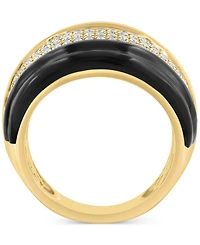 Effy Onyx & Diamond (5/8 ct. t.w.) Statement Ring in 14k Gold-Plated Silver