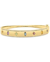 Effy Multi-Gemstone (7/8 ct. t.w.) & Diamond (3/8 ct. t.w.) Mixed-Cut Bangle Bracelet in 14k Gold-Plated Sterling Silver