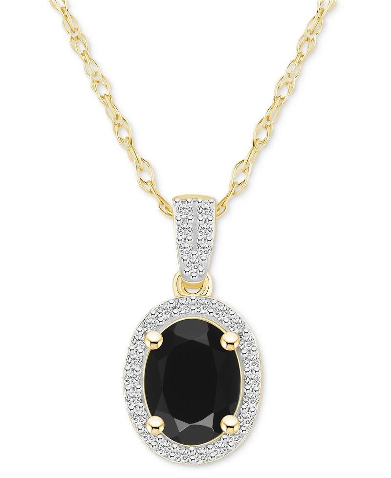 Lab-Created Ruby (1-1/4 ct. t.w.) & White Sapphire (1/6 Oval Halo 18" Pendant Necklace 10k Gold (Also Additional Gem