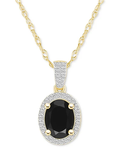 Lab-Created Ruby (1-1/4 ct. t.w.) & White Sapphire (1/6 Oval Halo 18" Pendant Necklace 10k Gold (Also Additional Gem