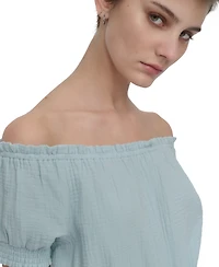 Dkny Jeans Women's Cotton Gauze Off-The-Shoulder Top