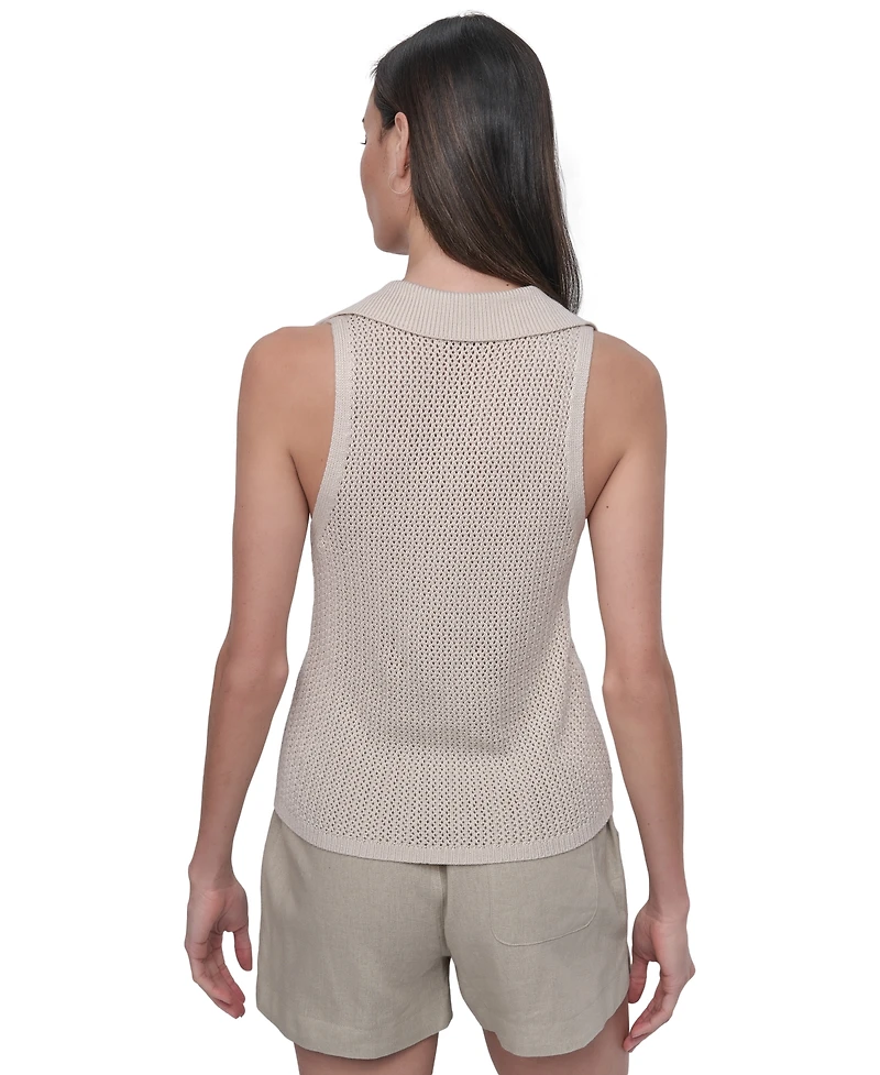 Dkny Jeans Women's Polo Collar Sleeveless Sweater - D5k