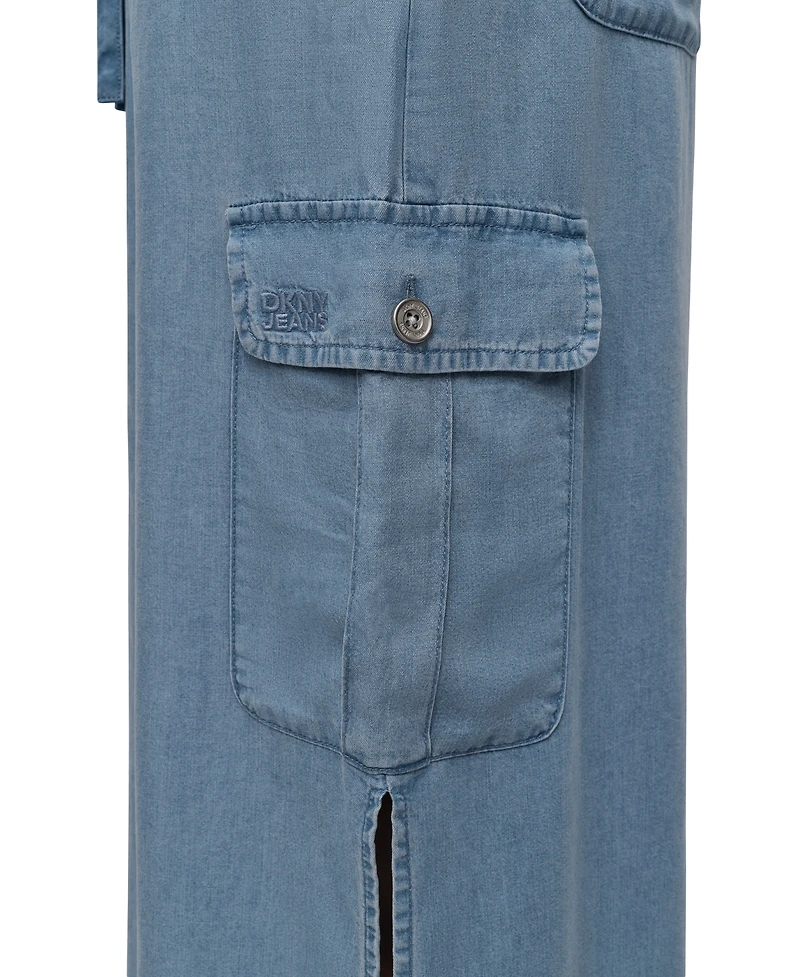 Dkny Jeans Women's Chambray Cargo Midi Skirt - Fjz