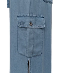 Dkny Jeans Women's Chambray Cargo Midi Skirt - Fjz