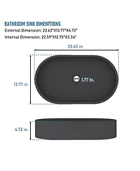 24x14 Inch Oval Bathroom Cement Art Basin with Matching Pop-Up Drain - Durable, Elegant, and Easy to Maintain