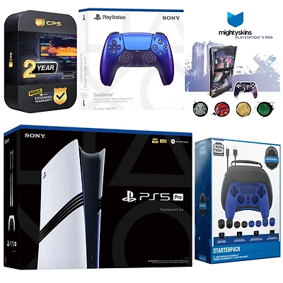 Sony PlayStation 5 Pro with Extra Controller, Gamer Starter Kit and MightySkins Decal Voucher Plus 2 Year Cps Extended Warranty