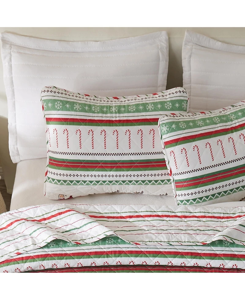 Linery & Co. Holiday Striped Microfiber Quilt Set With Shams
