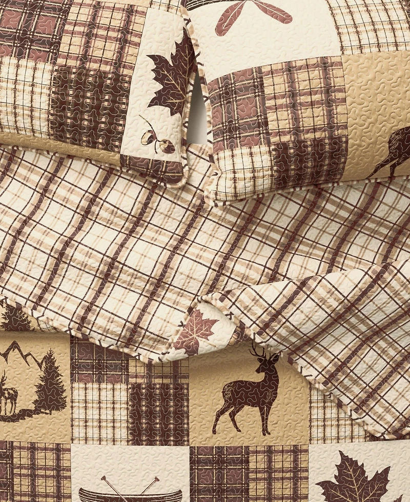 Linery & Co. Rustic Lodge Patchwork Microfiber Quilt Set With Shams