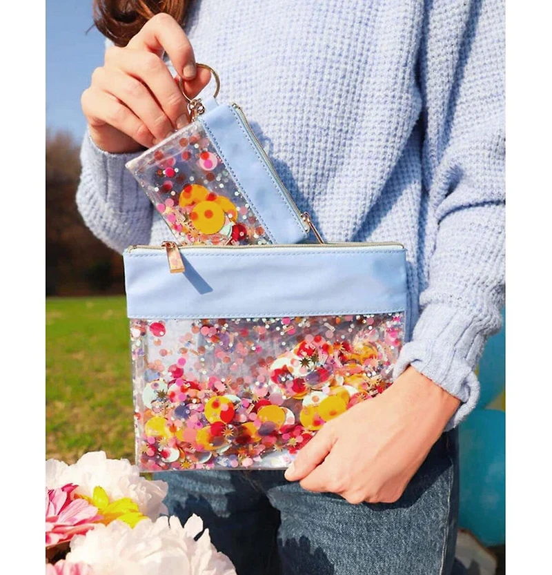 Packed Party Everyday's A Birthday Confetti Pouch Small Cute To-Go Purse or Cosmetic Make Up Set Bag with Zipper Compact Travel Organizer for Women