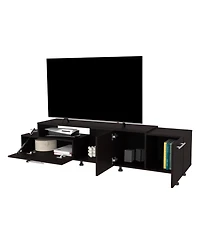 Fm Furniture Liberty Entertainment Center with Drop-Down Door, Adjustable Legs, Open Storage, and Two Side Cabinets, Wengue