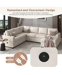 Sectional Sleeper Sofa with Pull-out Bed and Lounge Chair, Usb Type-c Interfaces, Suitable for Living Room, Office, Spacious Spaces