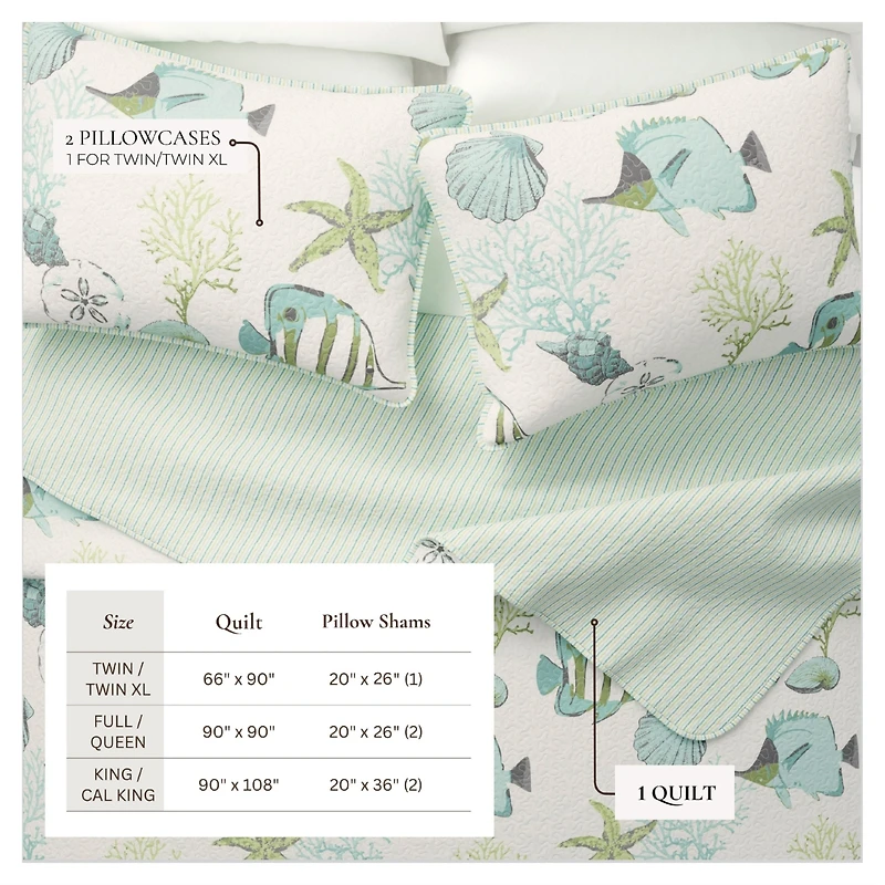 Linery & Co. Coastal Microfiber Quilt Set With Shams