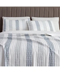 Linery & Co. Patterned Stripe Design Microfiber Quilt Set With Shams