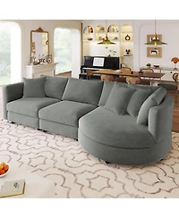 Three Indoor Cushioned Combination Sofas with Pillows and Curved Seat, for Living Room, Study Apartment