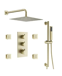 Casainc Wall Mounted Thermostatic Shower System With Body Jets Handheld