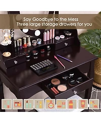 Oval Mirror Vanity Set with 10 Led Dimmable Bulbs and 3 Drawers