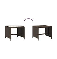 Patio Stools with Cushions 4 pcs Brown 15.7"x15.7"x13.8" Poly Rattan