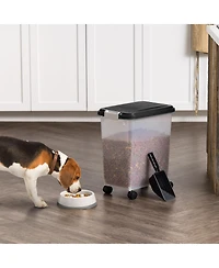 Iris Usa 30Lbs Airtight Dog Food Storage Container with 2-Cup Scoop and Slow Feeder Bowl Combo, Black