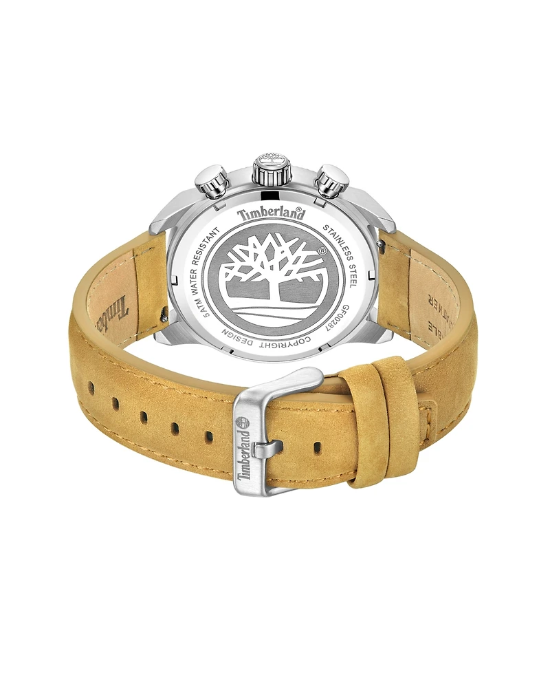 Timberland Men's Dress Sport Tan Genuine Leather Watch, 46mm