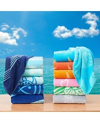Linery & Co. 100% Cotton Jacquard 2 Pack Summer Beach Towels, 30" x 60"