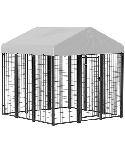 PawHut Outdoor Dog Kennel, Dog Playpen Enclosure with Roof