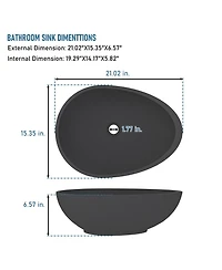 21x15 Inch Egg-Shaped Bathroom Cement Art Basin with Matching Pop-Up Drain - Durable, Stylish, and Easy to Clean