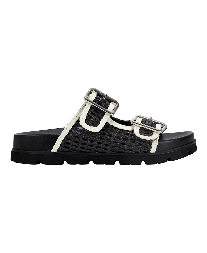 Marc Fisher Ltd Women's Mylan Woven Buckle Straps Flat Sandals