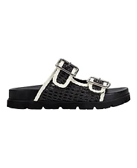 Marc Fisher Ltd Women's Mylan Woven Buckle Straps Flat Sandals