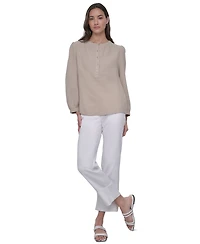 Dkny Jeans Women's Cotton Bracelet-Sleeve Henley Top